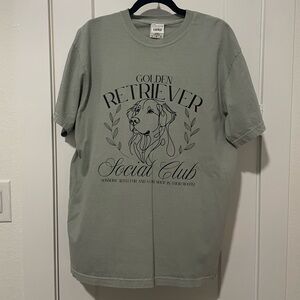 NWT Comfort Colors Bay Green Golden Retriever Tee - L